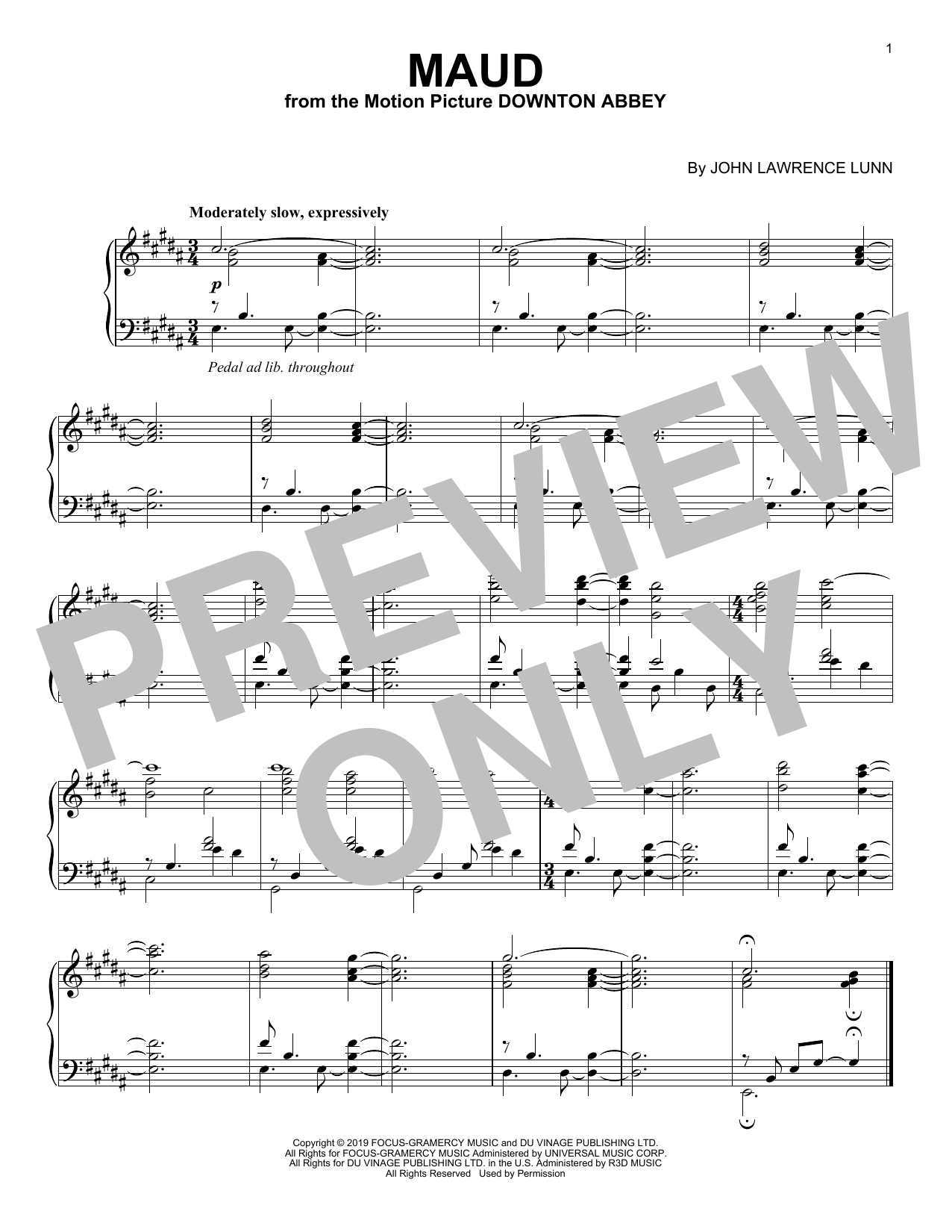 Learn to play John Lunn Maud (from the Motion Picture Downton Abbey) sheet music for Piano Solo in minutes. Price: 7.8900$ John Lunn Maud (from the Motion Picture Downton Abbey) sheet music notes and chords arranged for Piano Solo
