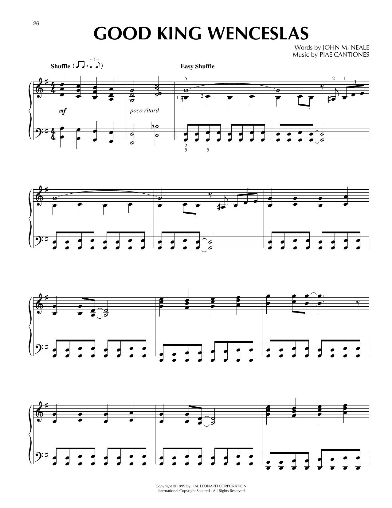 John M. Neale Good King Wenceslas [Jazz version] (arr. Frank Mantooth) sheet music notes and chords arranged for Piano Solo