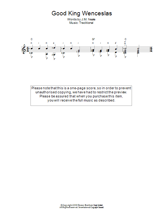 Christmas Carol Good King Wenceslas sheet music notes and chords arranged for Guitar Ensemble