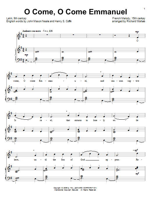 John M. Neale O Come, O Come Immanuel sheet music notes and chords. Download Printable PDF.