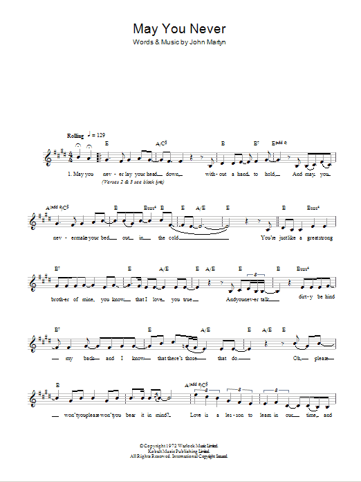 John Martyn May You Never sheet music notes and chords. Download Printable PDF.