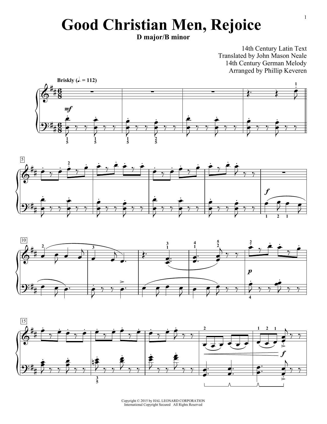 Learn to play Phillip Keveren Good Christian Men, Rejoice sheet music for Piano Solo in minutes. Price: 7.8900$ Phillip Keveren Good Christian Men, Rejoice sheet music notes and chords arranged for Piano Solo