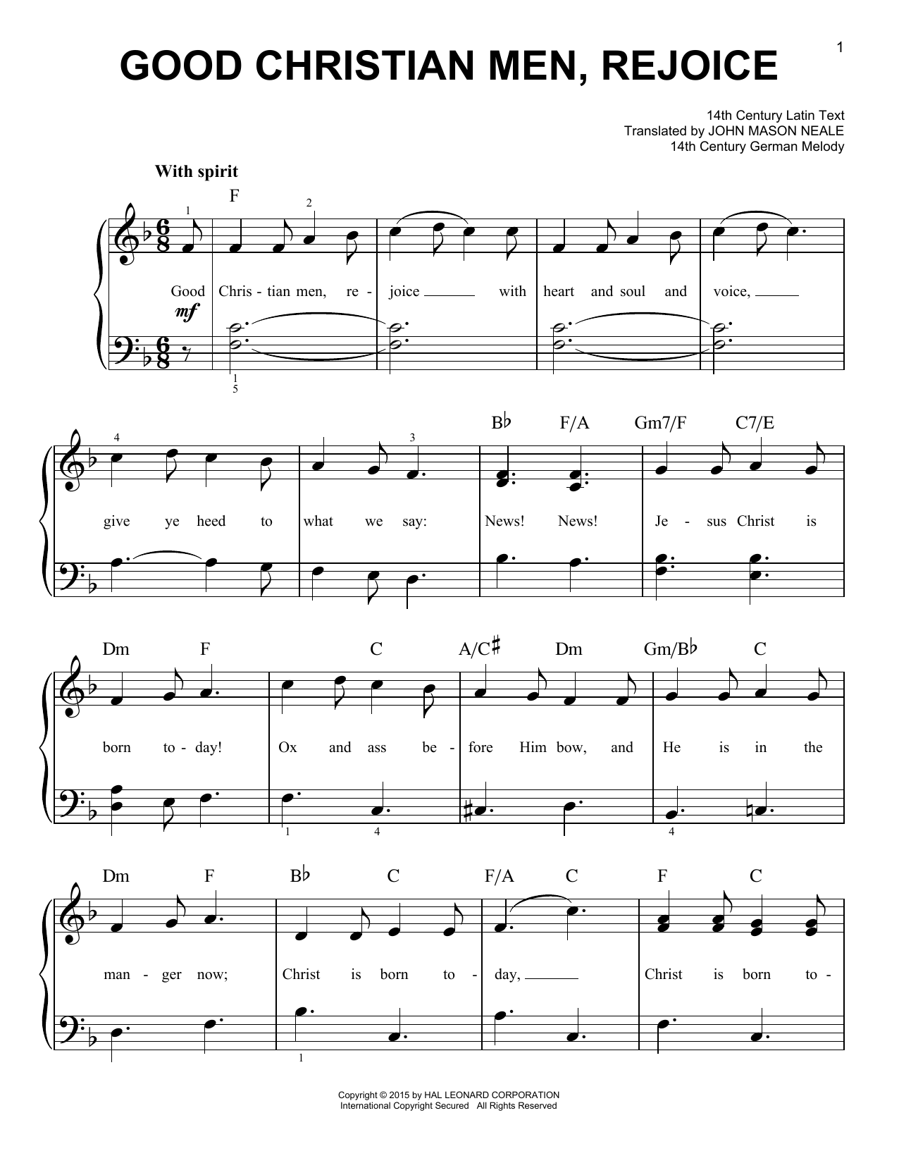 John Mason Neale Good Christian Men, Rejoice sheet music notes and chords. Download Printable PDF.