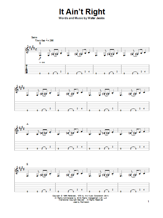 John Mayall's Bluesbreakers It Ain't Right sheet music notes and chords. Download Printable PDF.