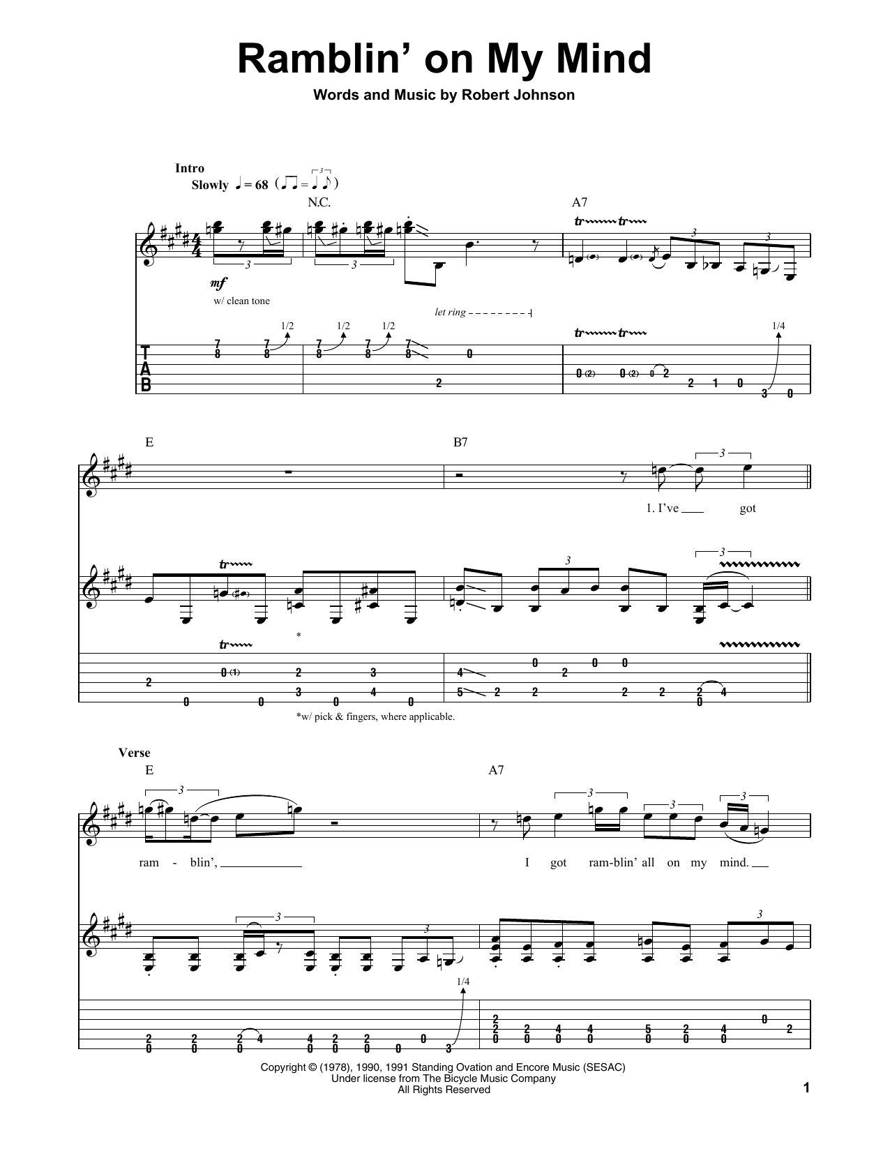 John Mayall's Bluesbreakers Ramblin' On My Mind sheet music notes and chords. Download Printable PDF.