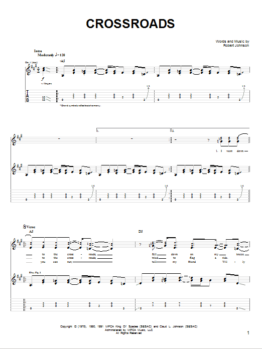 John Mayer Cross Road Blues (Crossroads) sheet music notes and chords. Download Printable PDF.