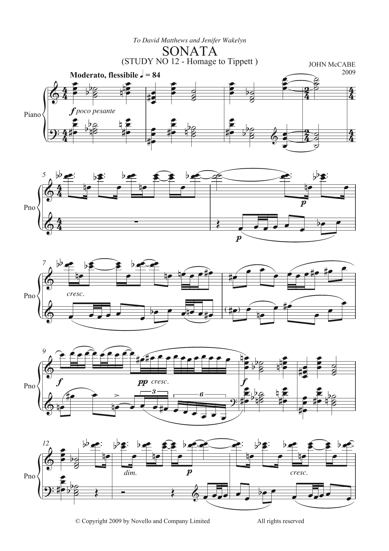 Learn to play John McCabe Sonata (Study No. 12) sheet music for Piano Solo in minutes. Price: 7.8900$ John McCabe Sonata (Study No. 12) sheet music notes and chords arranged for Piano Solo
