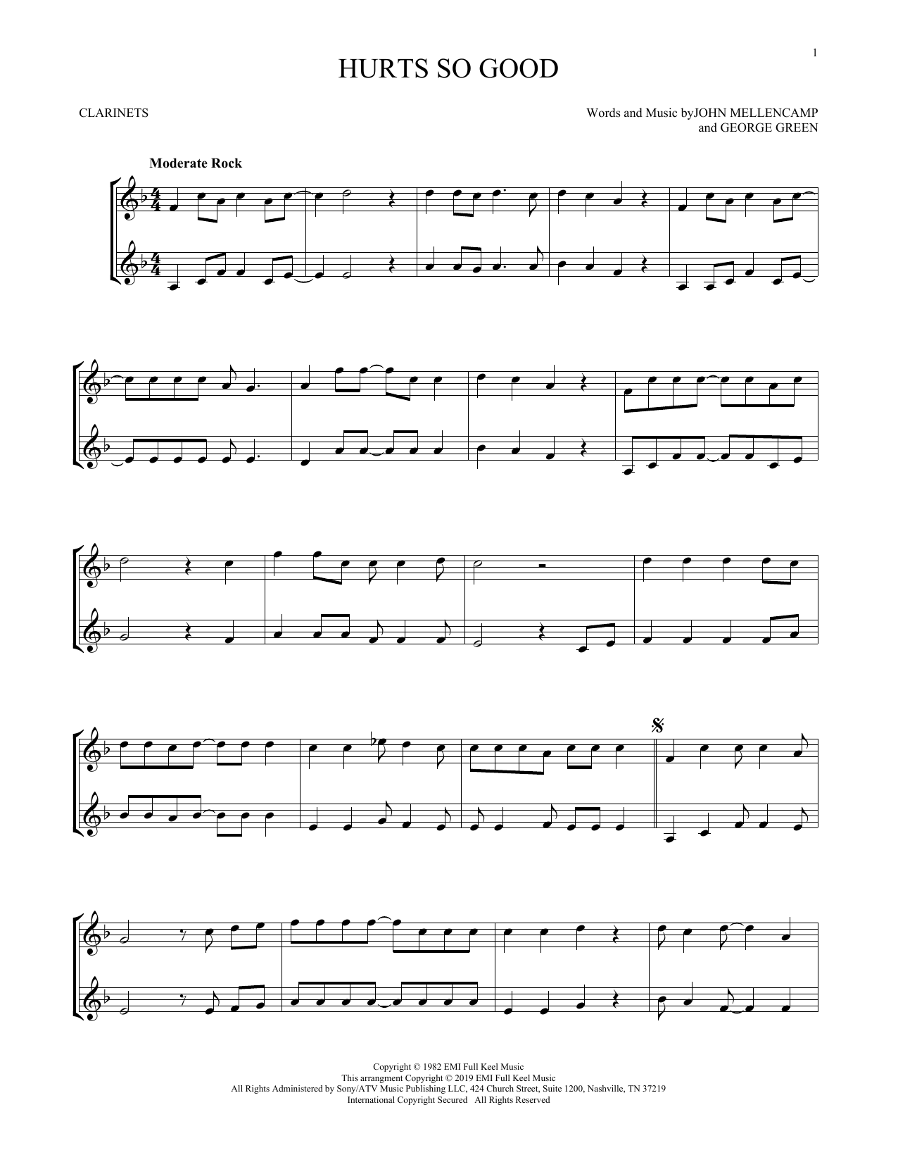 John Mellencamp Hurts So Good sheet music notes and chords. Download Printable PDF.