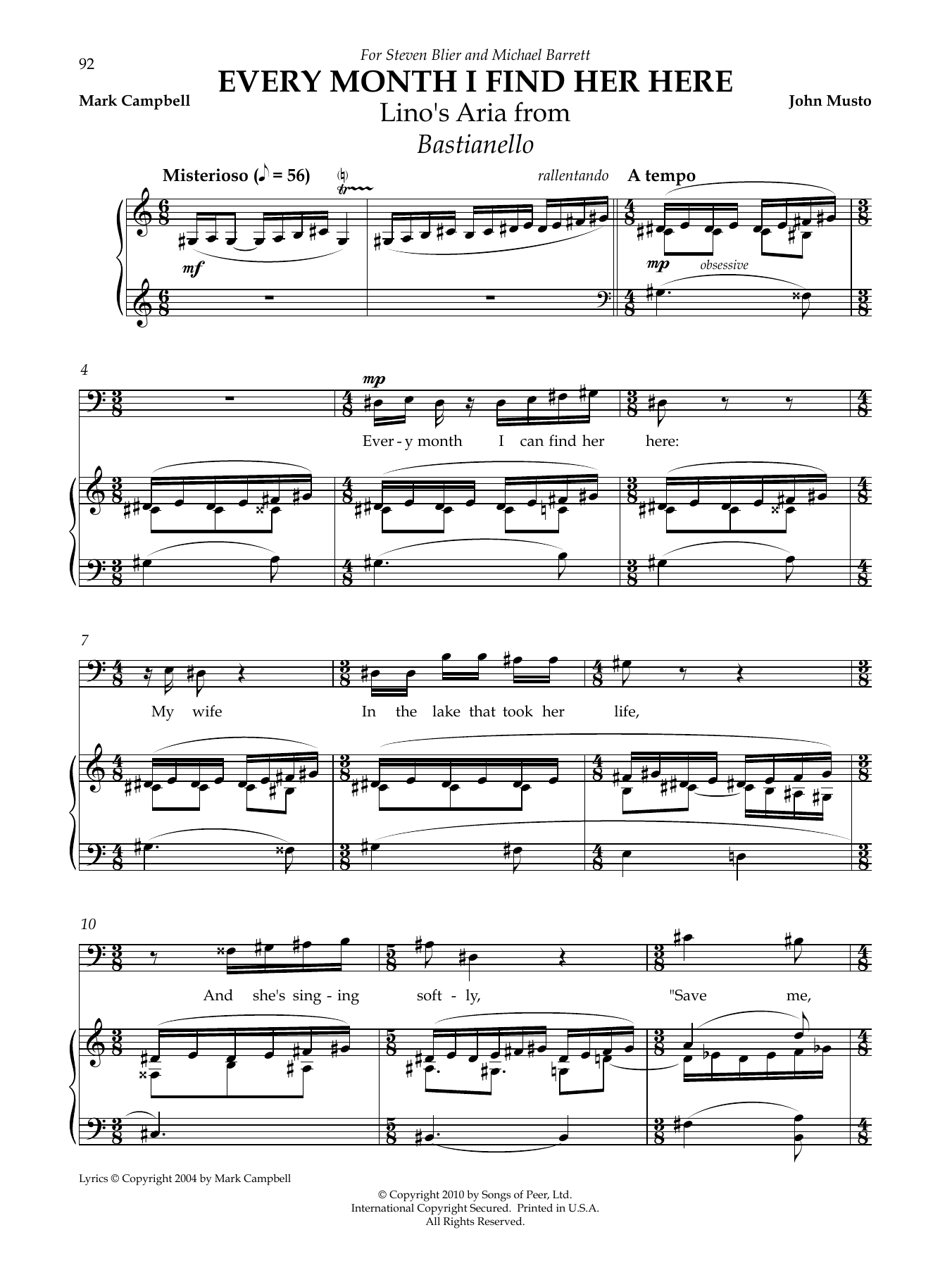 John Musto Every Month I Find Her Here sheet music notes and chords. Download Printable PDF.