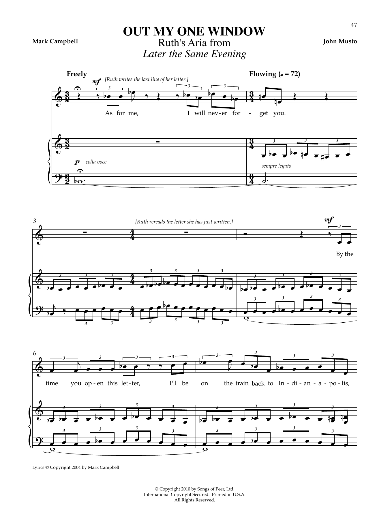 Learn to play John Musto Out My One Window sheet music for Piano & Vocal in minutes. Price: 6.9900$ John Musto Out My One Window sheet music notes and chords arranged for Piano & Vocal