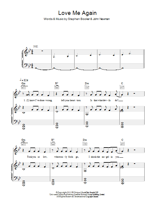 John Newman Love Me Again sheet music notes and chords. Download Printable PDF.