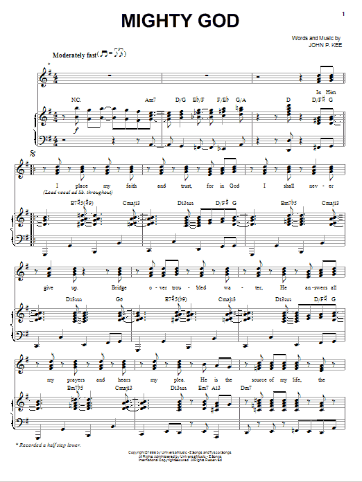 Learn to play John P. Kee Mighty God sheet music for Piano, Vocal & Guitar Chords (Right-Hand Melody) in minutes. Price: 7.8900$ John P. Kee Mighty God sheet music notes and chords arranged for Piano, Vocal & Guitar Chords (Right-Hand Melody)