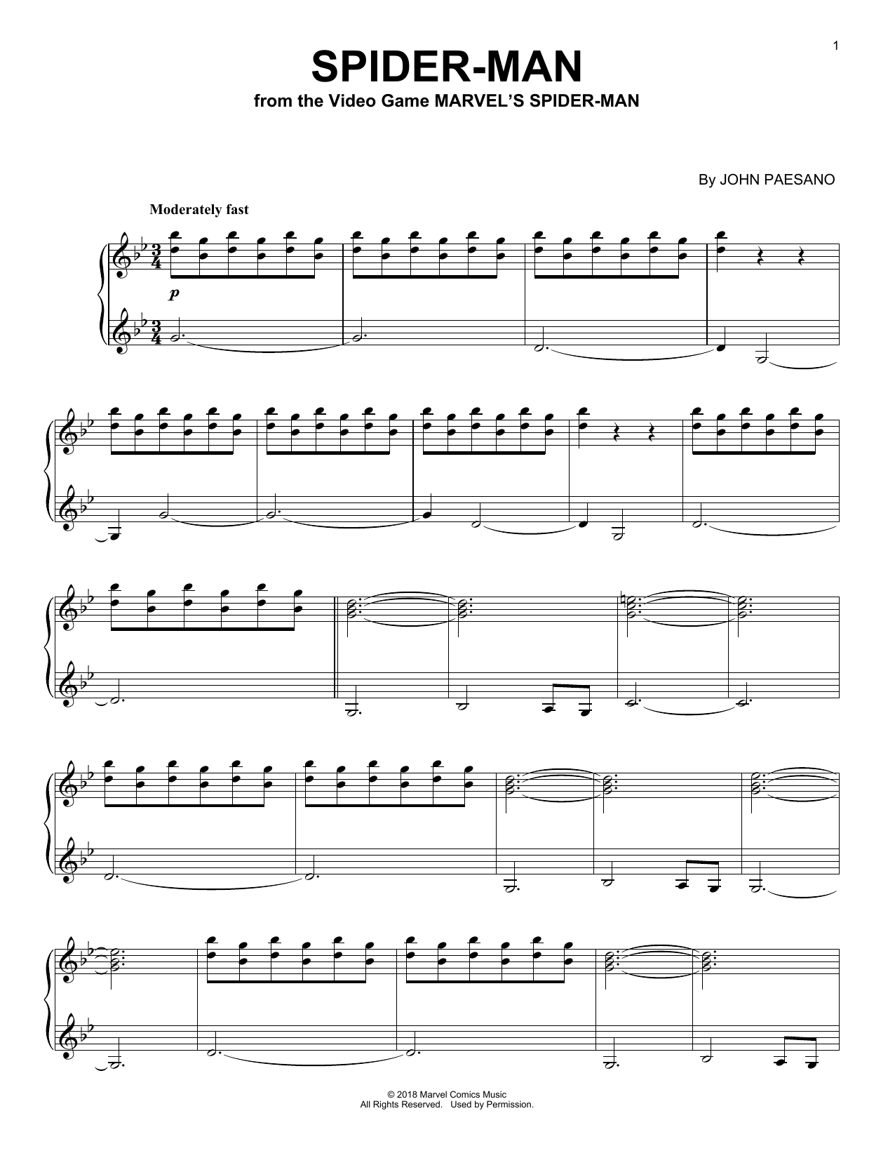 Learn to play John Paesano Spider-Man sheet music for Piano Solo in minutes. Price: 7.8900$ John Paesano Spider-Man sheet music notes and chords arranged for Piano Solo