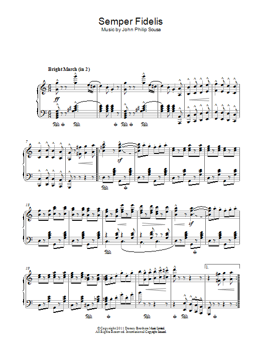 John Philip Sousa Semper Fidelis sheet music notes and chords arranged for Piano Solo