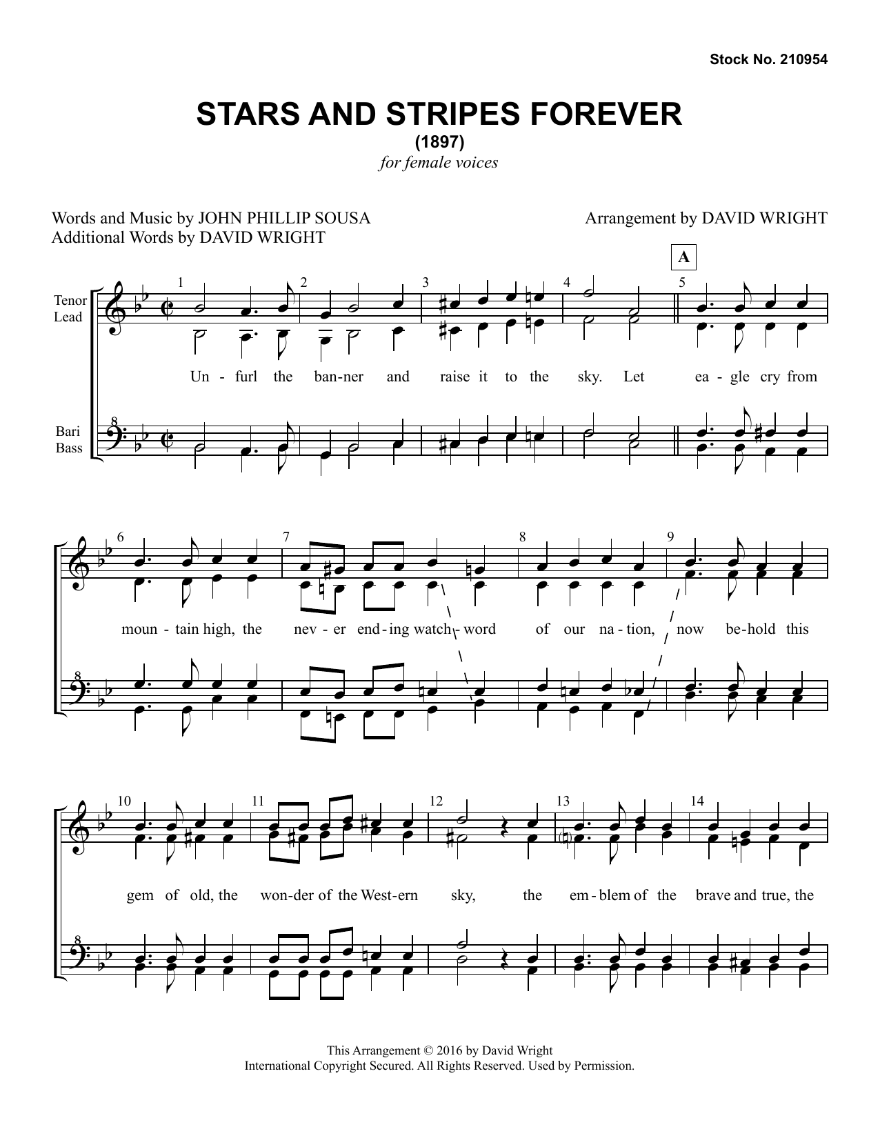 John Philip Sousa The Stars and Stripes Forever (arr. David Wright) sheet music notes and chords. Download Printable PDF.