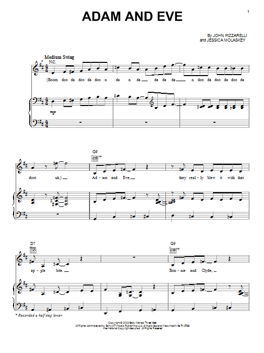 Learn to play John Pizzarelli Adam And Eve sheet music for Piano, Vocal & Guitar Chords (Right-Hand Melody) in minutes. Price: 7.8900$ John Pizzarelli Adam And Eve sheet music notes and chords arranged for Piano, Vocal & Guitar Chords (Right-Hand Melody)