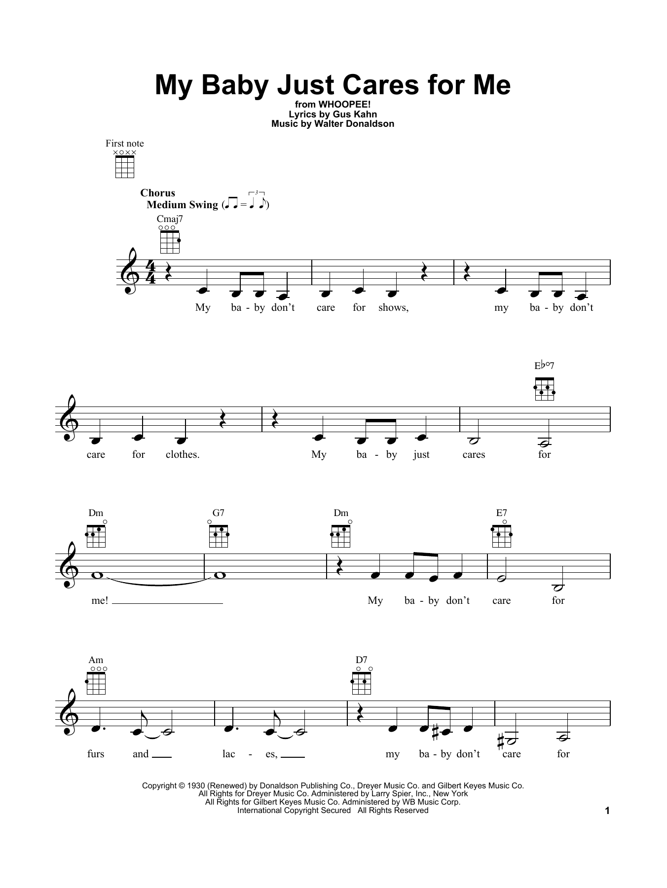 Learn to play John Pizzarelli My Baby Just Cares For Me sheet music for Ukulele in minutes. Price: 5.9900$ John Pizzarelli My Baby Just Cares For Me sheet music notes and chords arranged for Ukulele