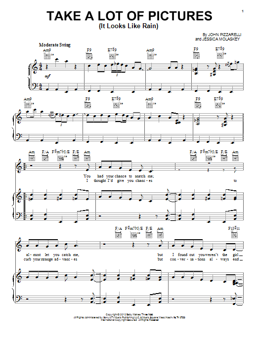 John Pizzarelli Take A Lot Of Pictures (It Looks Like Rain) sheet music notes and chords arranged for Piano, Vocal & Guitar Chords (Right-Hand Melody)