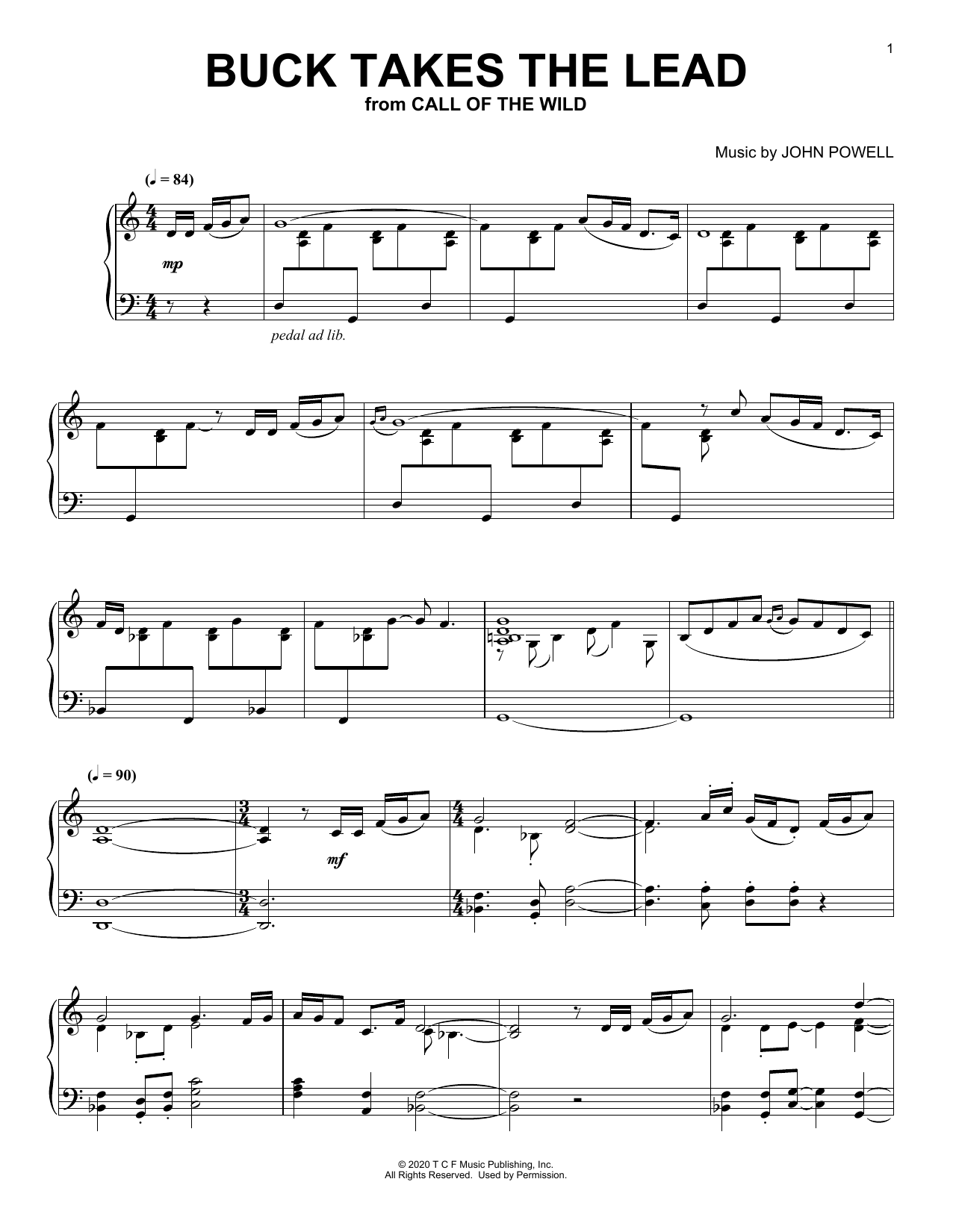 Learn to play John Powell Buck Takes The Lead (from The Call Of The Wild) (arr. Batu Sener) sheet music for Piano Solo in minutes. Price: 7.8900$ John Powell Buck Takes The Lead (from The Call Of The Wild) (arr. Batu Sener) sheet music notes and chords arranged for Piano Solo