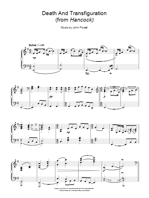 John Powell Death And Transfiguration (from Hancock) sheet music notes and chords arranged for Piano Solo