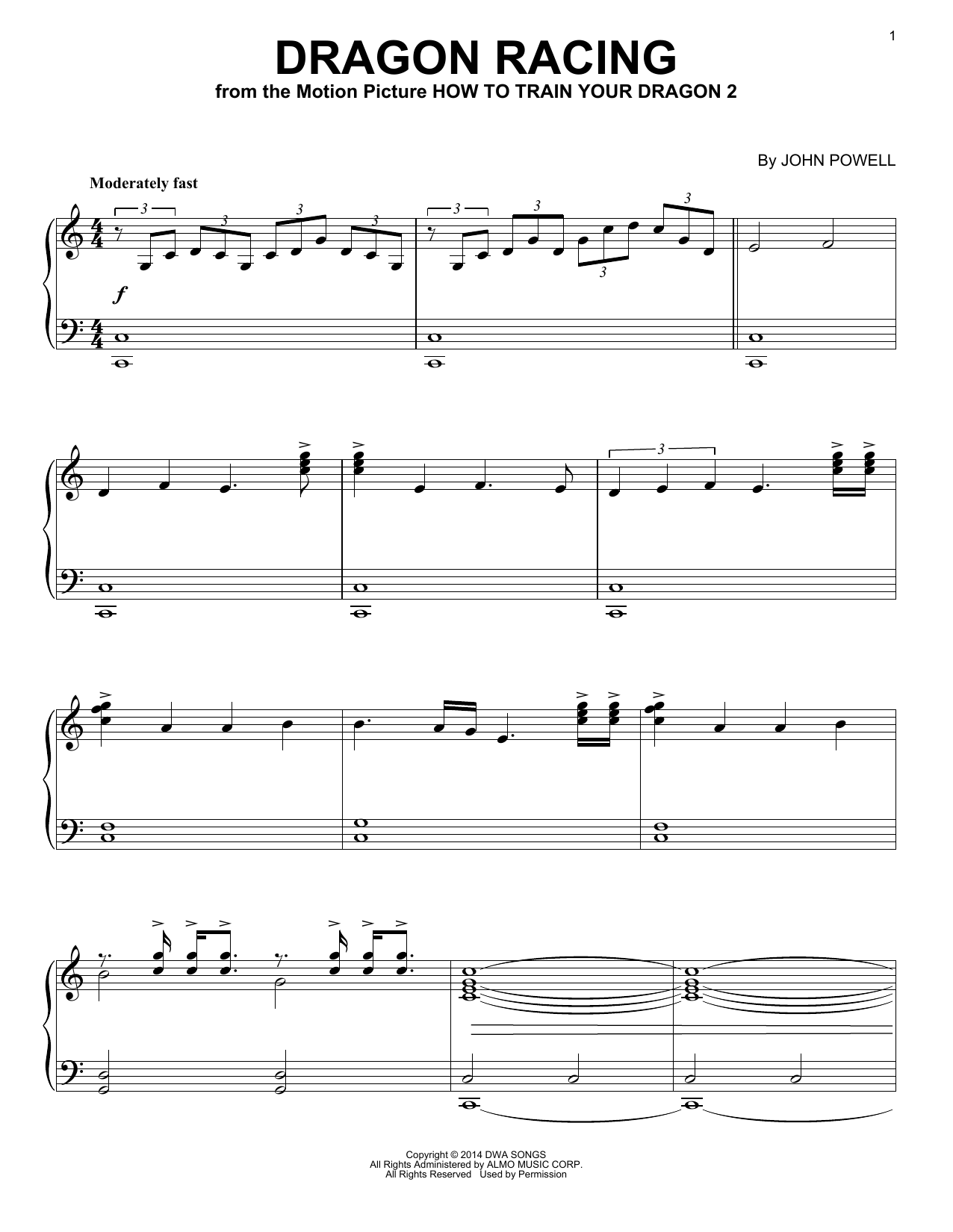 Learn to play John Powell Dragon Racing (from How to Train Your Dragon 2) sheet music for Easy Piano in minutes. Price: 6.9900$ John Powell Dragon Racing (from How to Train Your Dragon 2) sheet music notes and chords arranged for Easy Piano