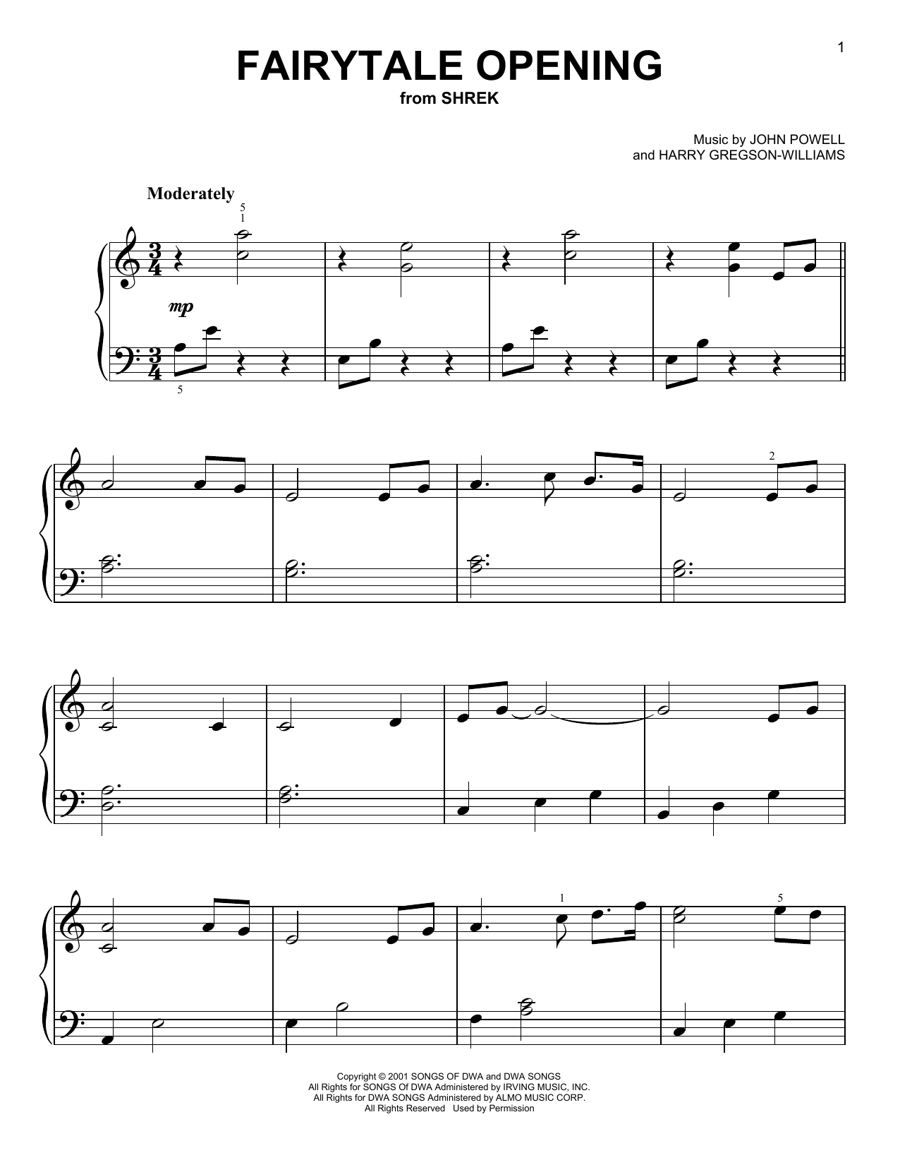 John Powell Fairytale Opening sheet music notes and chords. Download Printable PDF.