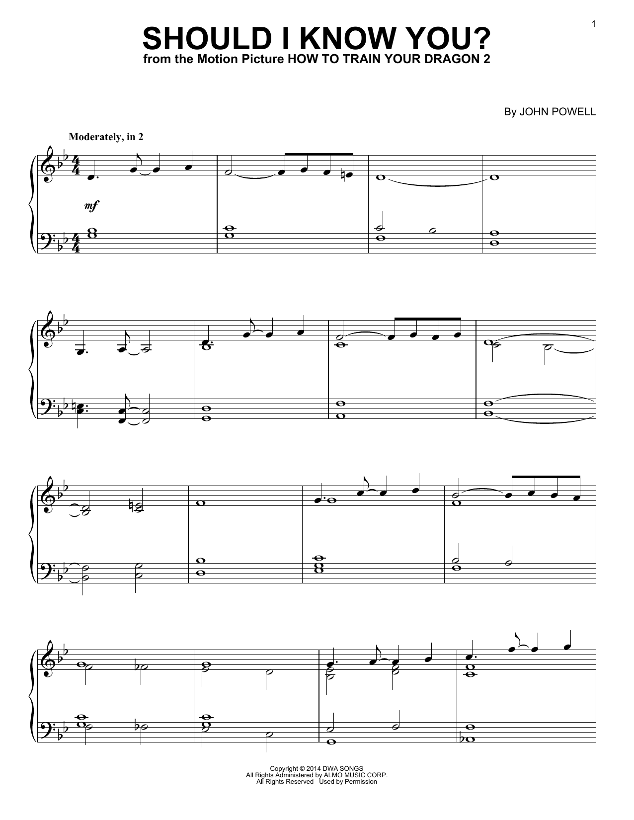 Learn to play John Powell Should I Know You? (from How to Train Your Dragon) sheet music for Piano Solo in minutes. Price: 7.8900$ John Powell Should I Know You? (from How to Train Your Dragon) sheet music notes and chords arranged for Piano Solo