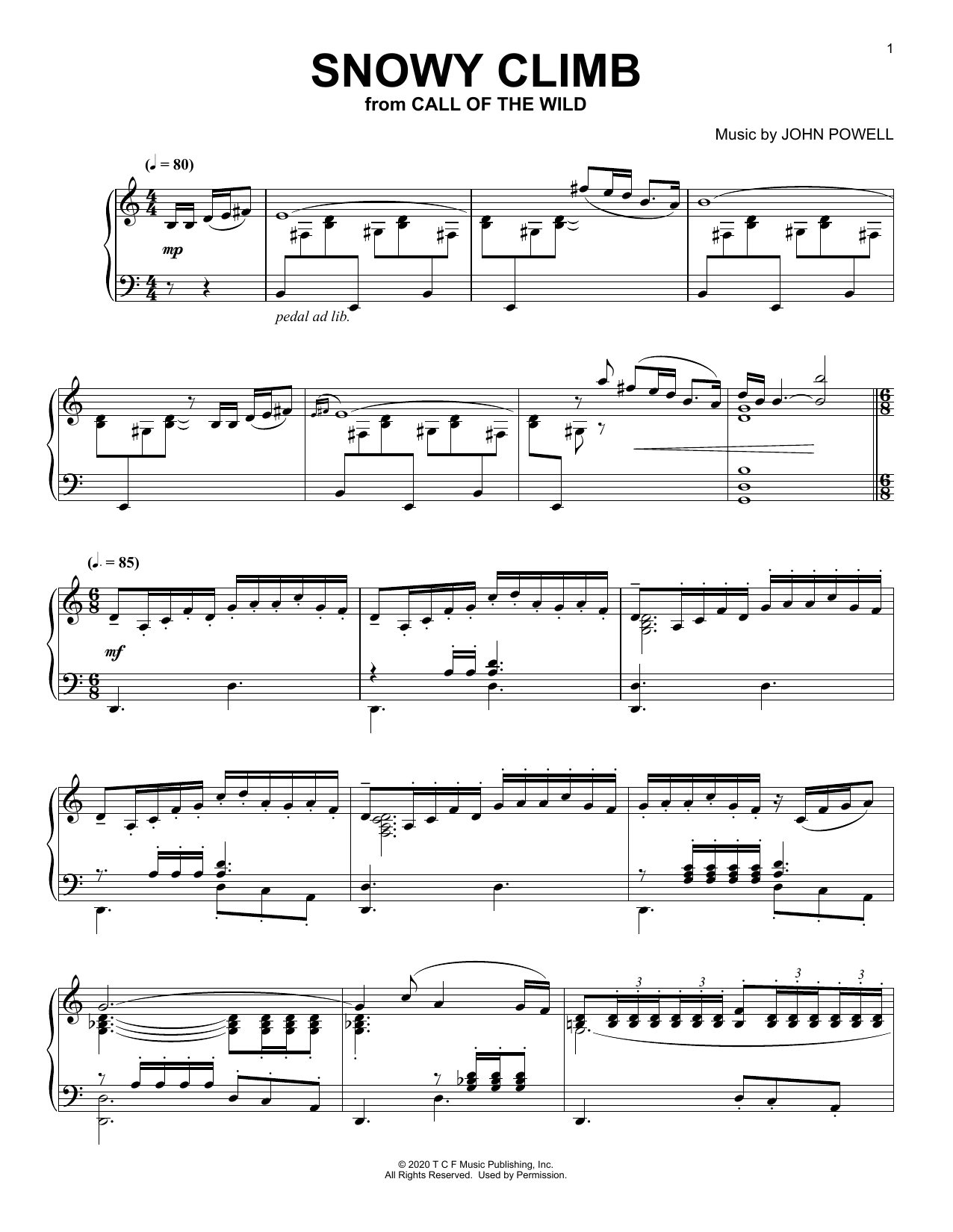 Learn to play John Powell Snowy Climb (from The Call Of The Wild) (arr. Batu Sener) sheet music for Piano Solo in minutes. Price: 7.8900$ John Powell Snowy Climb (from The Call Of The Wild) (arr. Batu Sener) sheet music notes and chords arranged for Piano Solo