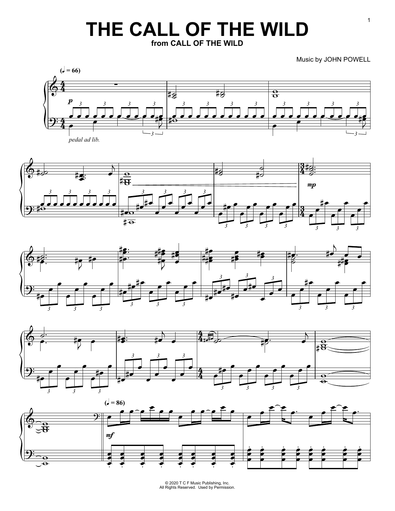 Learn to play John Powell The Call Of The Wild (from The Call Of The Wild) (arr. Batu Sener) sheet music for Piano Solo in minutes. Price: 7.8900$ John Powell The Call Of The Wild (from The Call Of The Wild) (arr. Batu Sener) sheet music notes and chords arranged for Piano Solo