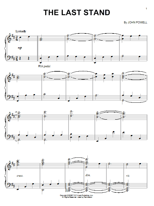 Learn to play John Powell The Last Stand sheet music for Piano Solo in minutes. Price: 7.8900$ John Powell The Last Stand sheet music notes and chords arranged for Piano Solo