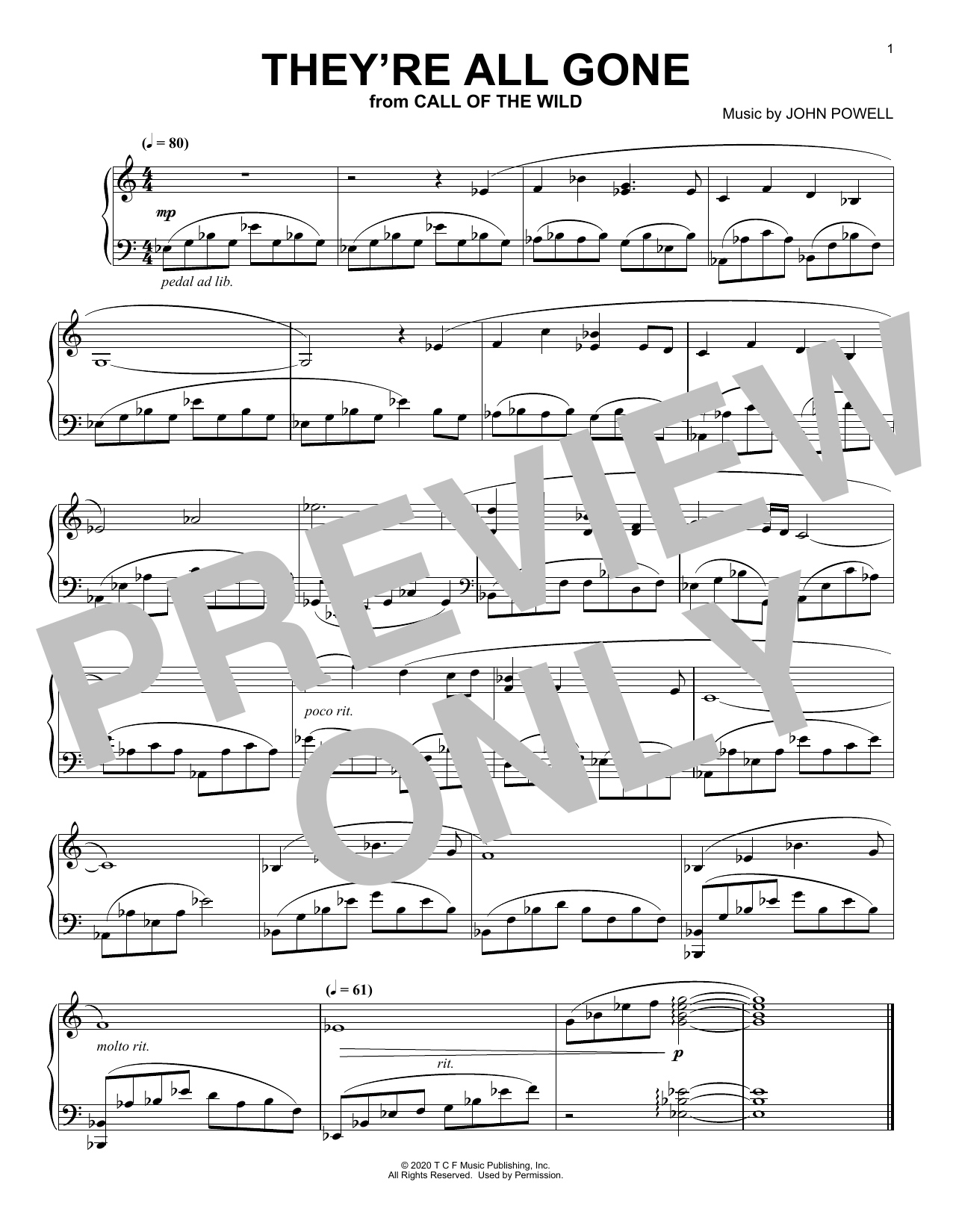 Learn to play John Powell They're All Gone (from The Call Of The Wild) (arr. Batu Sener) sheet music for Piano Solo in minutes. Price: 7.8900$ John Powell They're All Gone (from The Call Of The Wild) (arr. Batu Sener) sheet music notes and chords arranged for Piano Solo