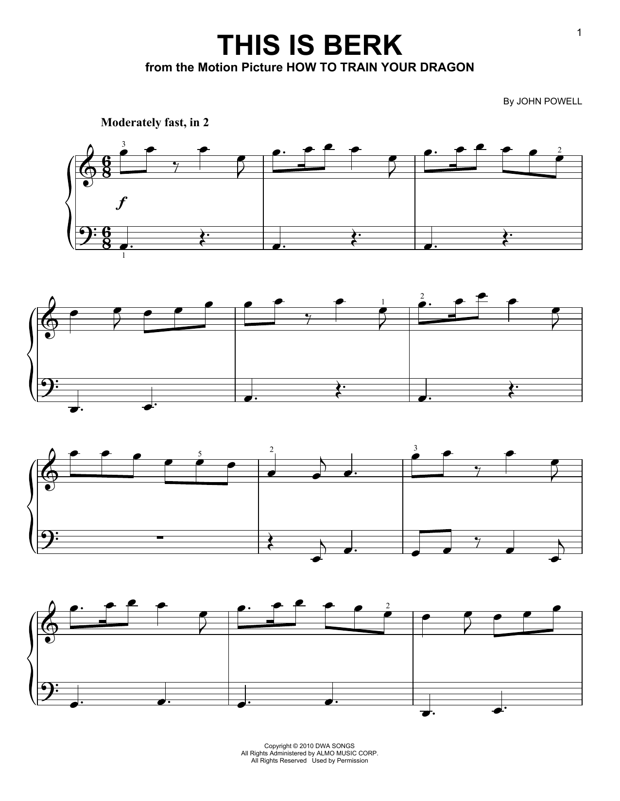 John Powell This Is Berk (from How To Train Your Dragon) sheet music notes and chords. Download Printable PDF.