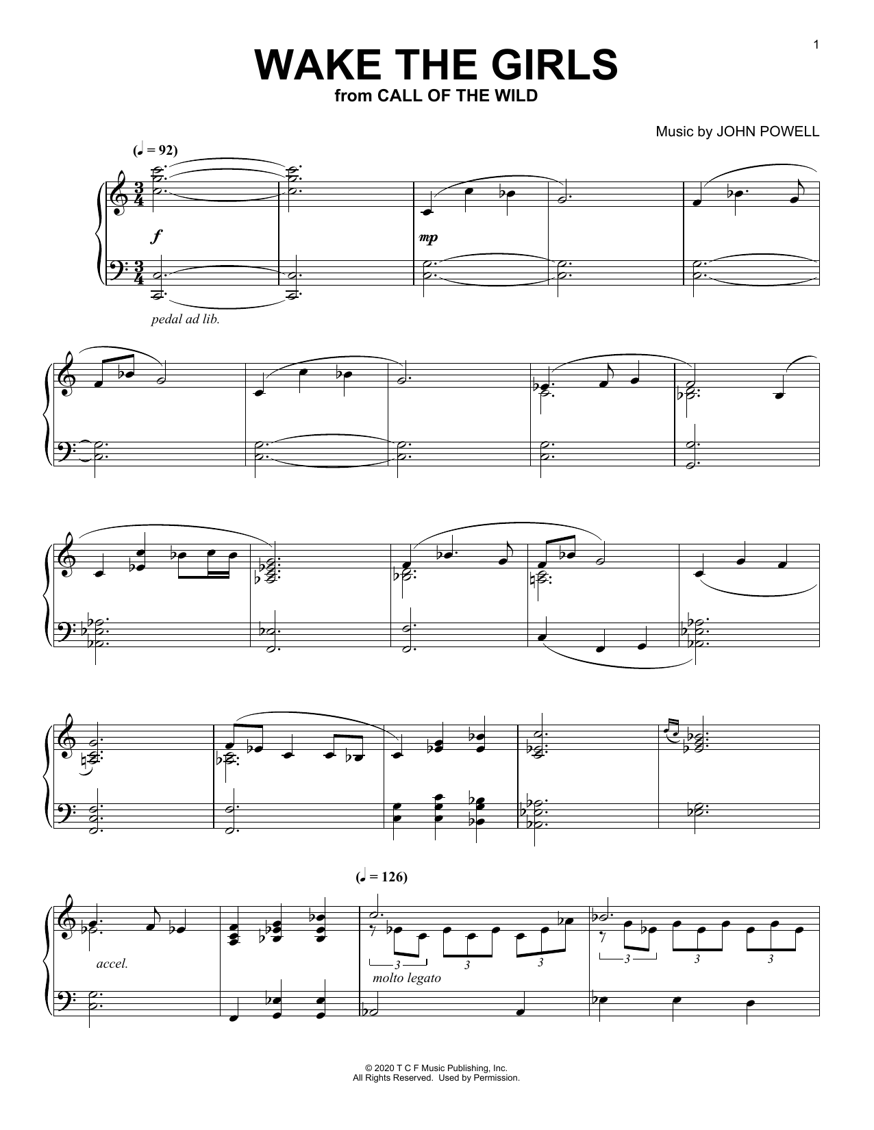 Learn to play John Powell Wake The Girls (from The Call Of The Wild) (arr. Batu Sener) sheet music for Piano Solo in minutes. Price: 7.8900$ John Powell Wake The Girls (from The Call Of The Wild) (arr. Batu Sener) sheet music notes and chords arranged for Piano Solo