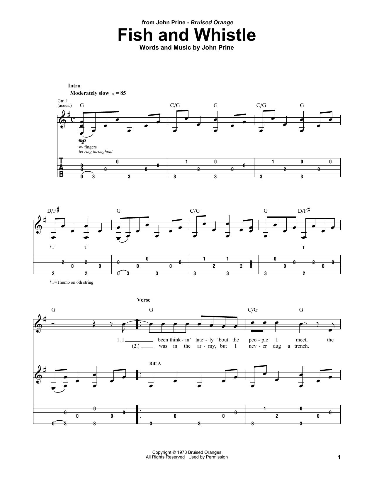 John Prine Fish And Whistle sheet music notes and chords. Download Printable PDF.