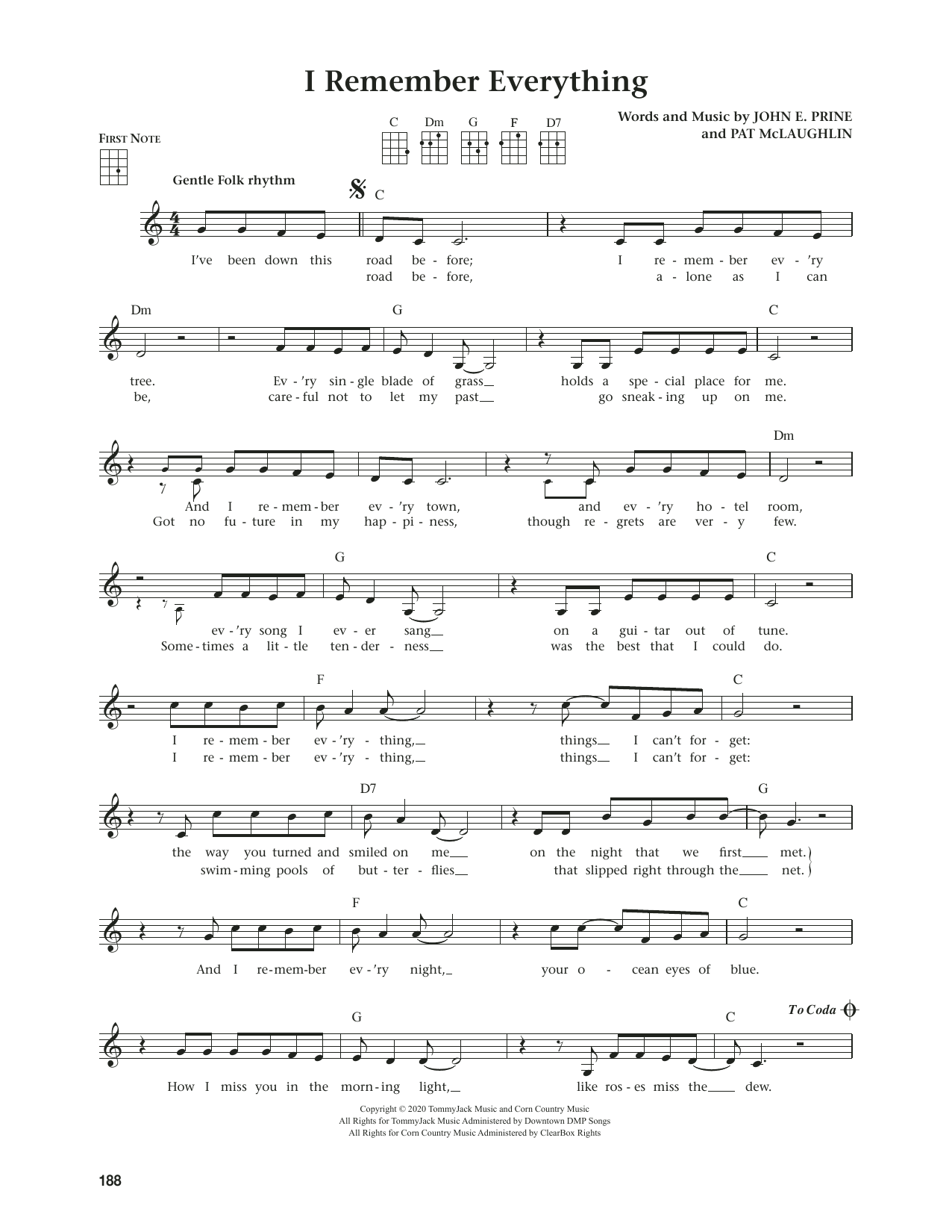 John Prine I Remember Everything (from The Daily Ukulele) (arr. Jim Beloff) sheet music notes and chords. Download Printable PDF.