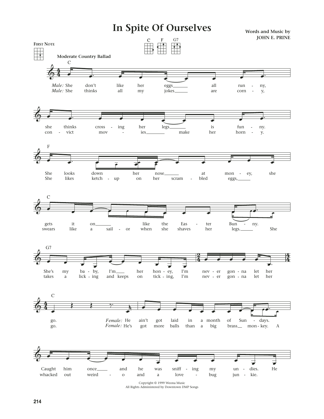 John Prine In Spite Of Ourselves (from The Daily Ukulele) (arr. Jim Beloff) sheet music notes and chords. Download Printable PDF.