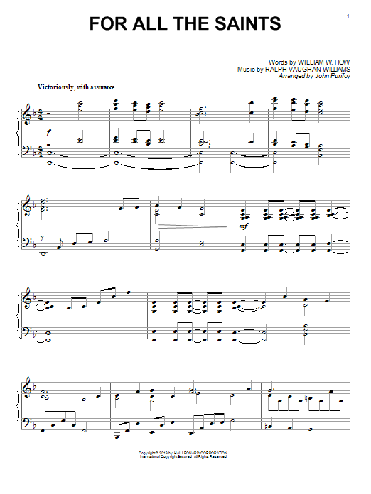 John Purifoy For All The Saints sheet music notes and chords. Download Printable PDF.