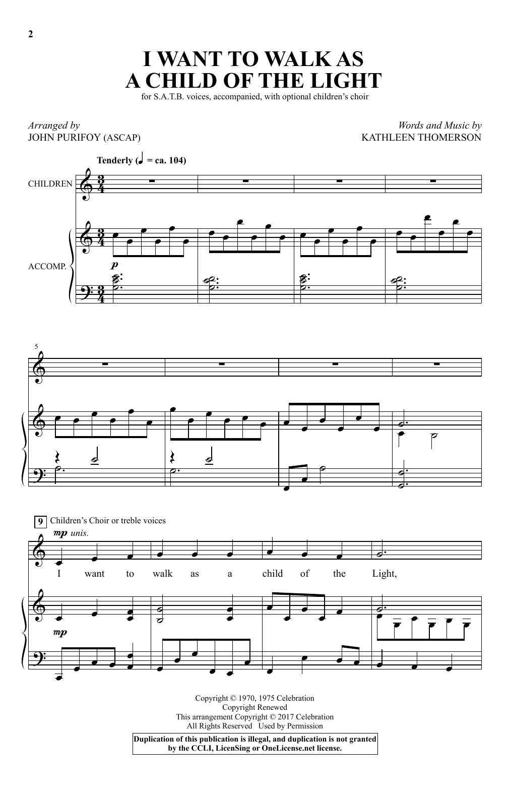 John Purifoy I Want To Walk As A Child Of The Light sheet music notes and chords. Download Printable PDF.