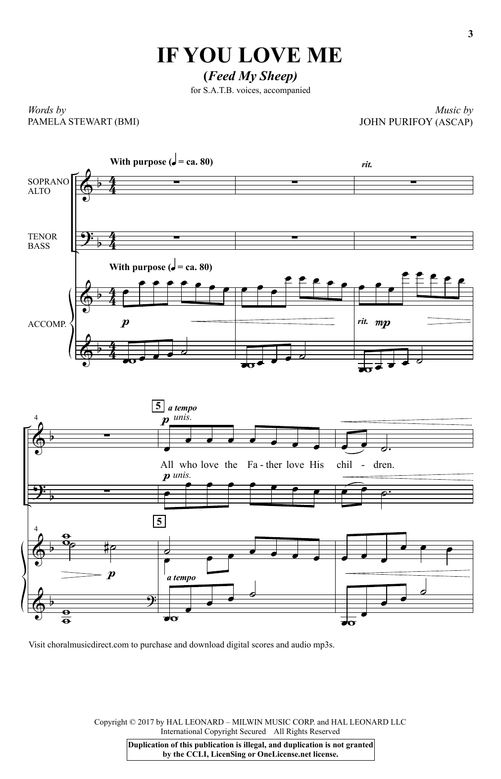 Learn to play John Purifoy If You Love Me (Feed My Sheep) sheet music for SATB Choir in minutes. Price: 3.9900$ John Purifoy If You Love Me (Feed My Sheep) sheet music notes and chords arranged for SATB Choir