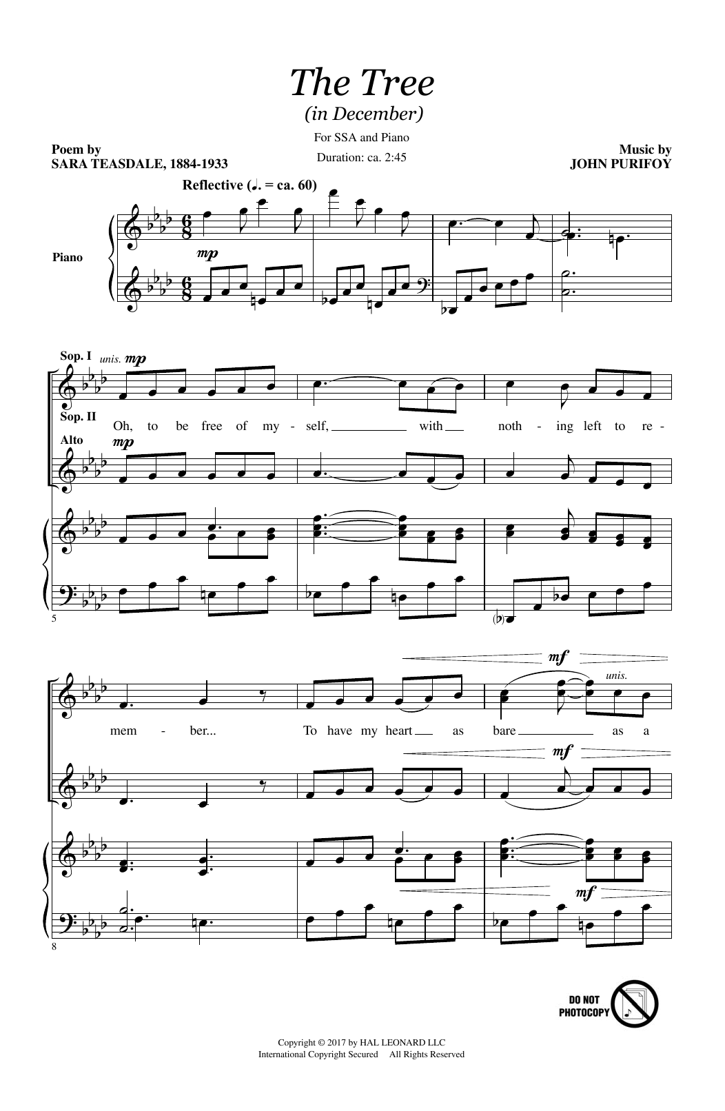 John Purifoy The Tree (In December) sheet music notes and chords. Download Printable PDF.