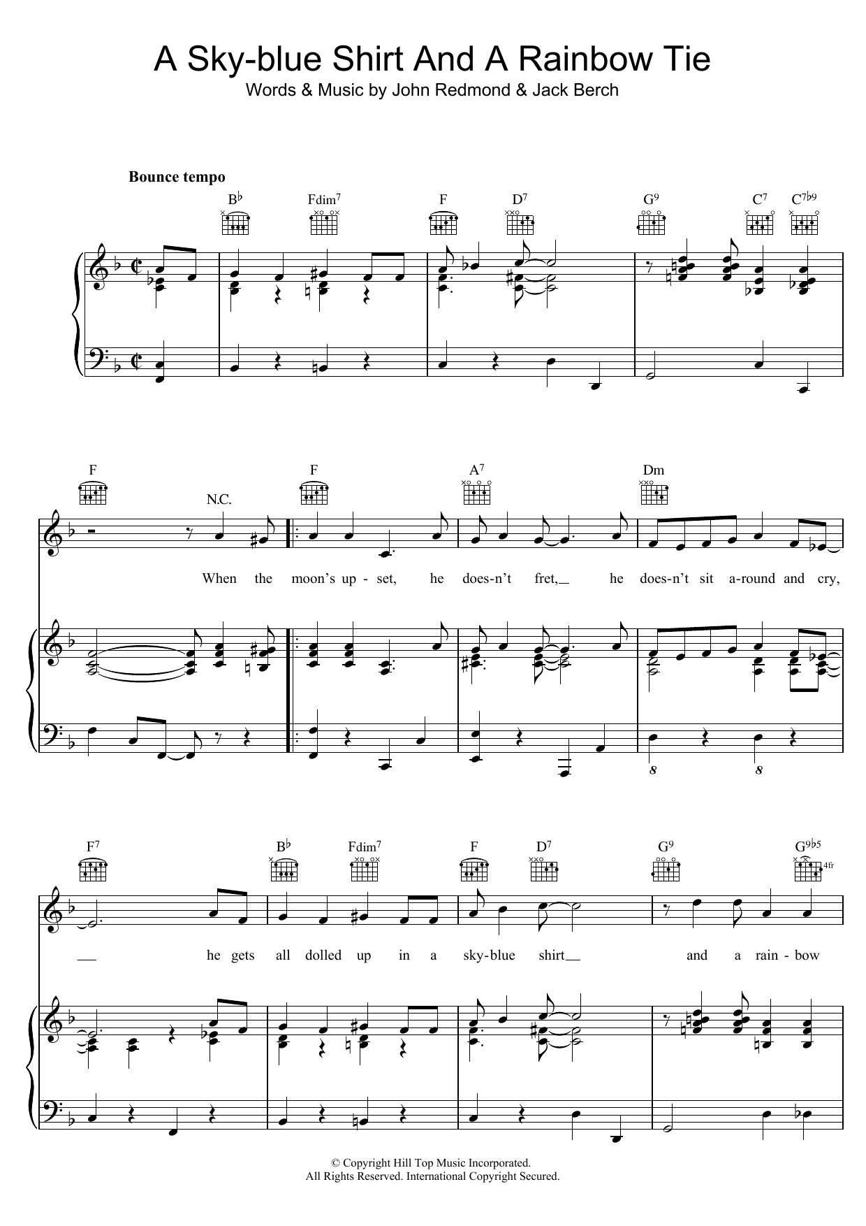 Learn to play John Redmond A Sky Blue Shirt And A Rainbow Tie sheet music for Piano, Vocal & Guitar Chords in minutes. Price: 7.8900$ John Redmond A Sky Blue Shirt And A Rainbow Tie sheet music notes and chords arranged for Piano, Vocal & Guitar Chords