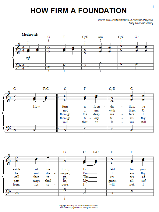 John Rippon How Firm A Foundation sheet music notes and chords. Download Printable PDF.