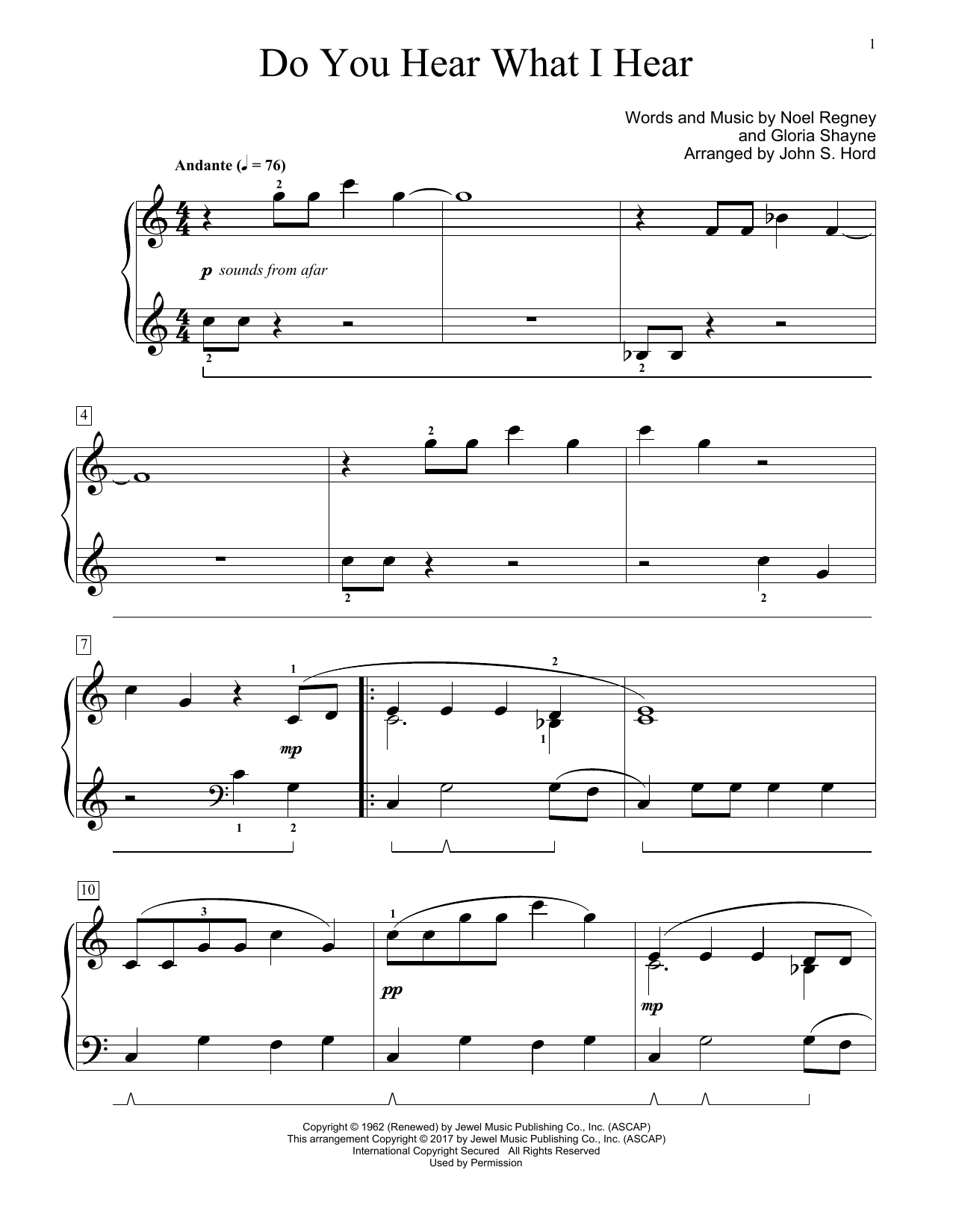 John S. Hord Do You Hear What I Hear sheet music notes and chords. Download Printable PDF.