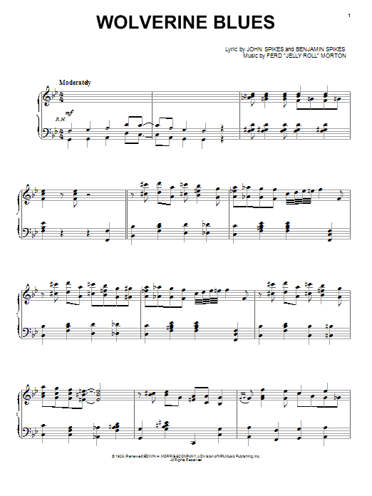 Learn to play John Spikes Wolverine Blues sheet music for Piano, Vocal & Guitar Chords (Right-Hand Melody) in minutes. Price: 7.8900$ John Spikes Wolverine Blues sheet music notes and chords arranged for Piano, Vocal & Guitar Chords (Right-Hand Melody)