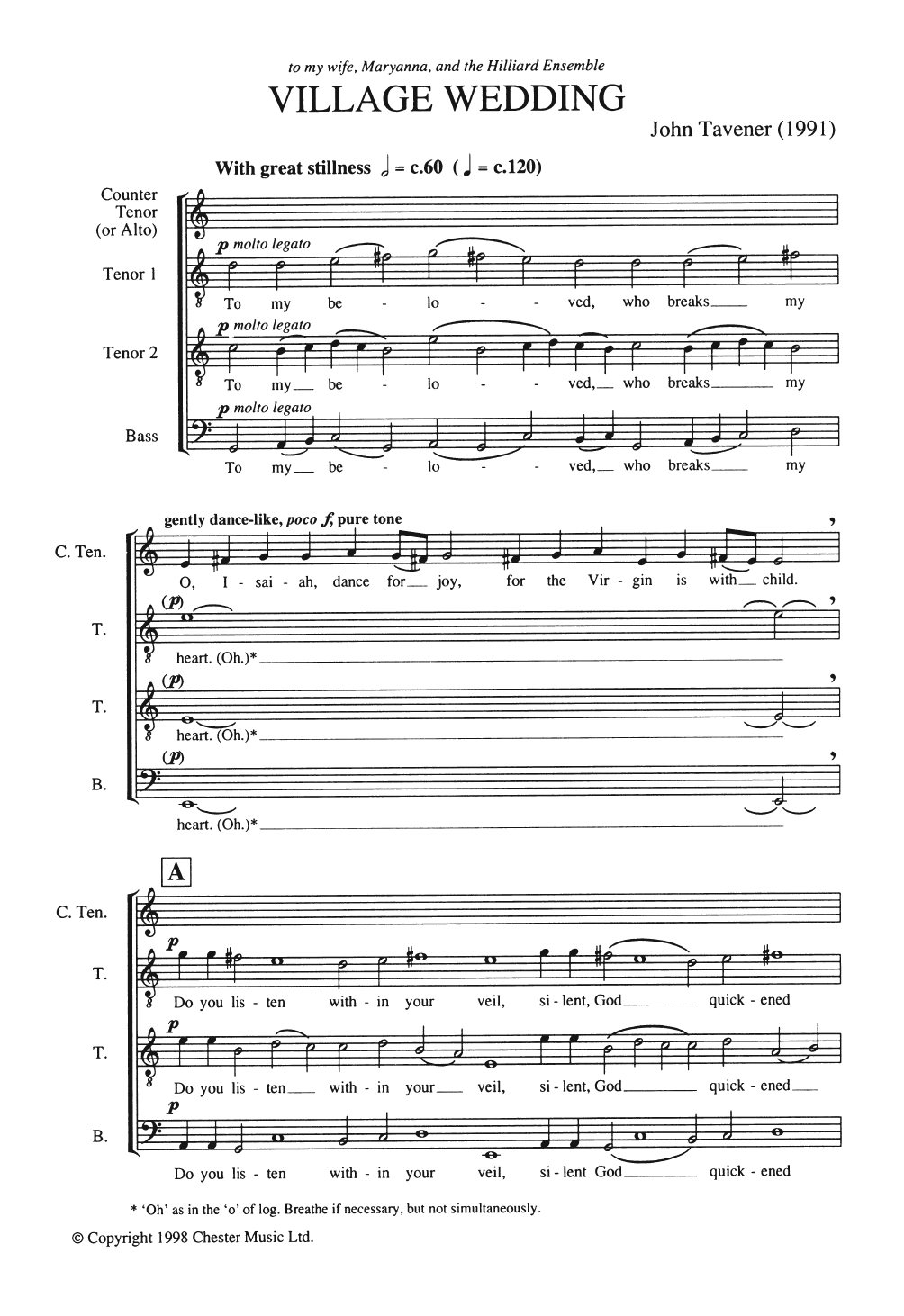 Learn to play John Tavener Village Wedding sheet music for Piano, Vocal & Guitar Chords in minutes. Price: 7.8900$ John Tavener Village Wedding sheet music notes and chords arranged for Piano, Vocal & Guitar Chords