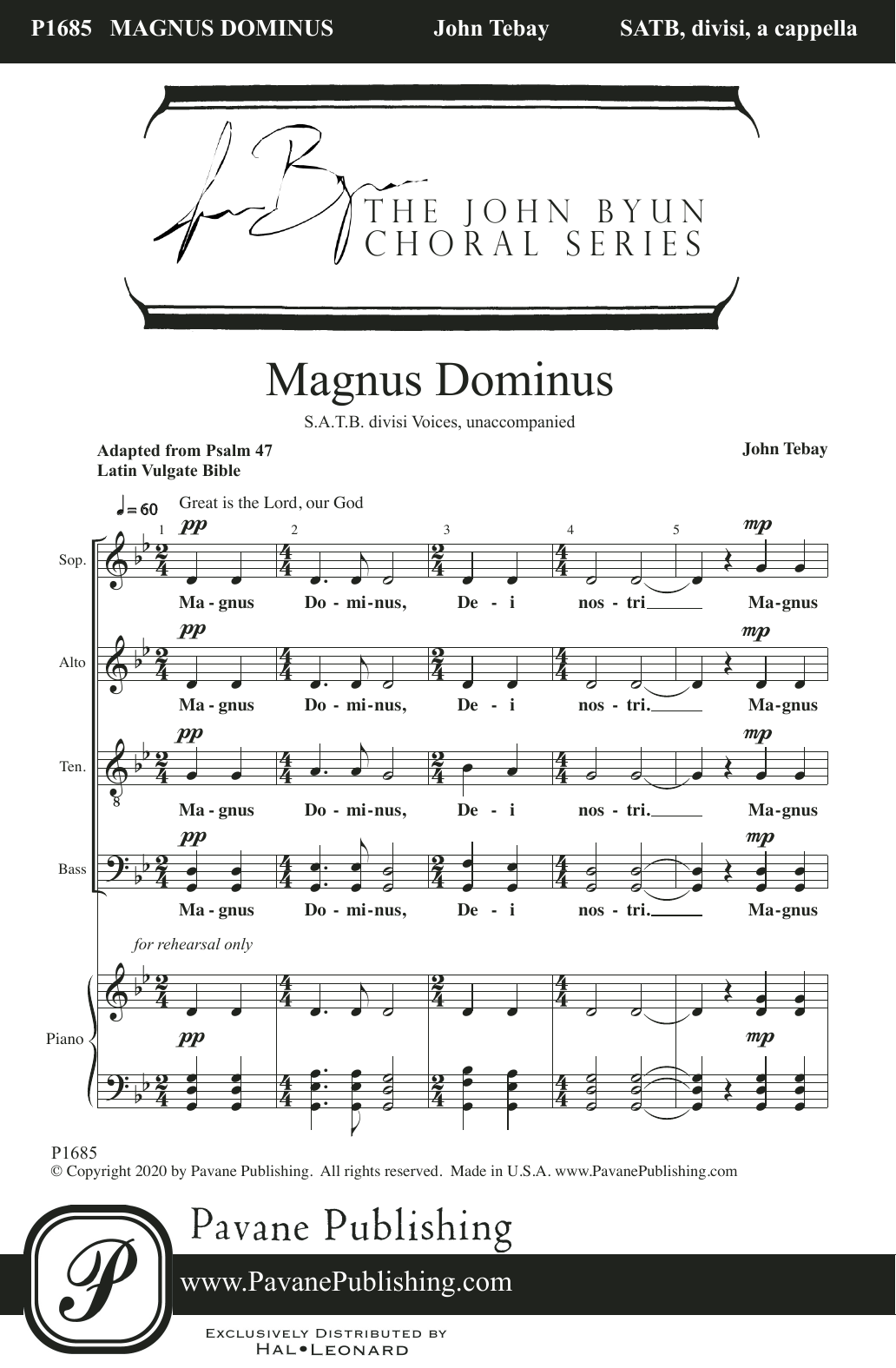 John Tebay Magnus Dominus sheet music notes and chords. Download Printable PDF.