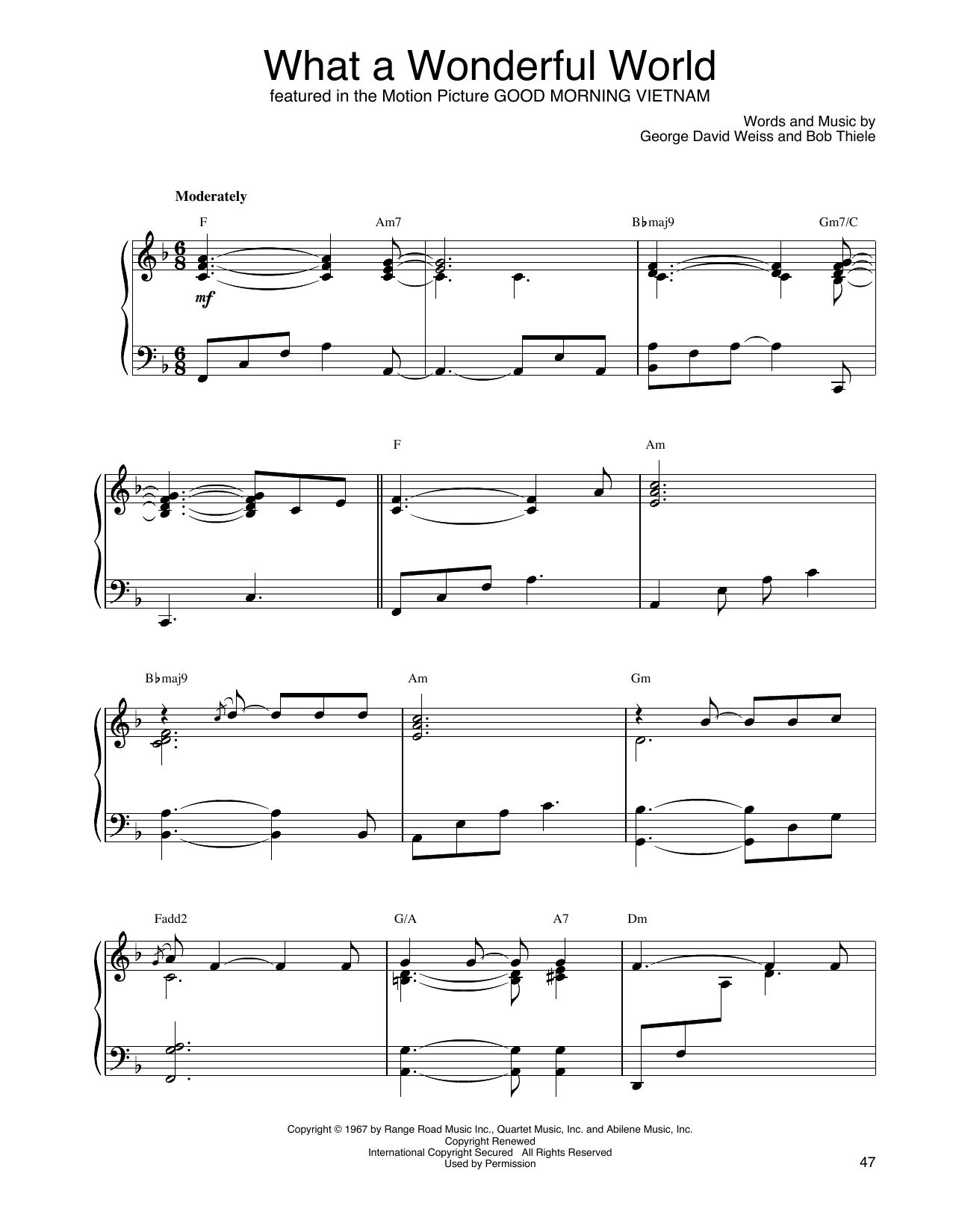 John Tesh What A Wonderful World sheet music notes and chords. Download Printable PDF.