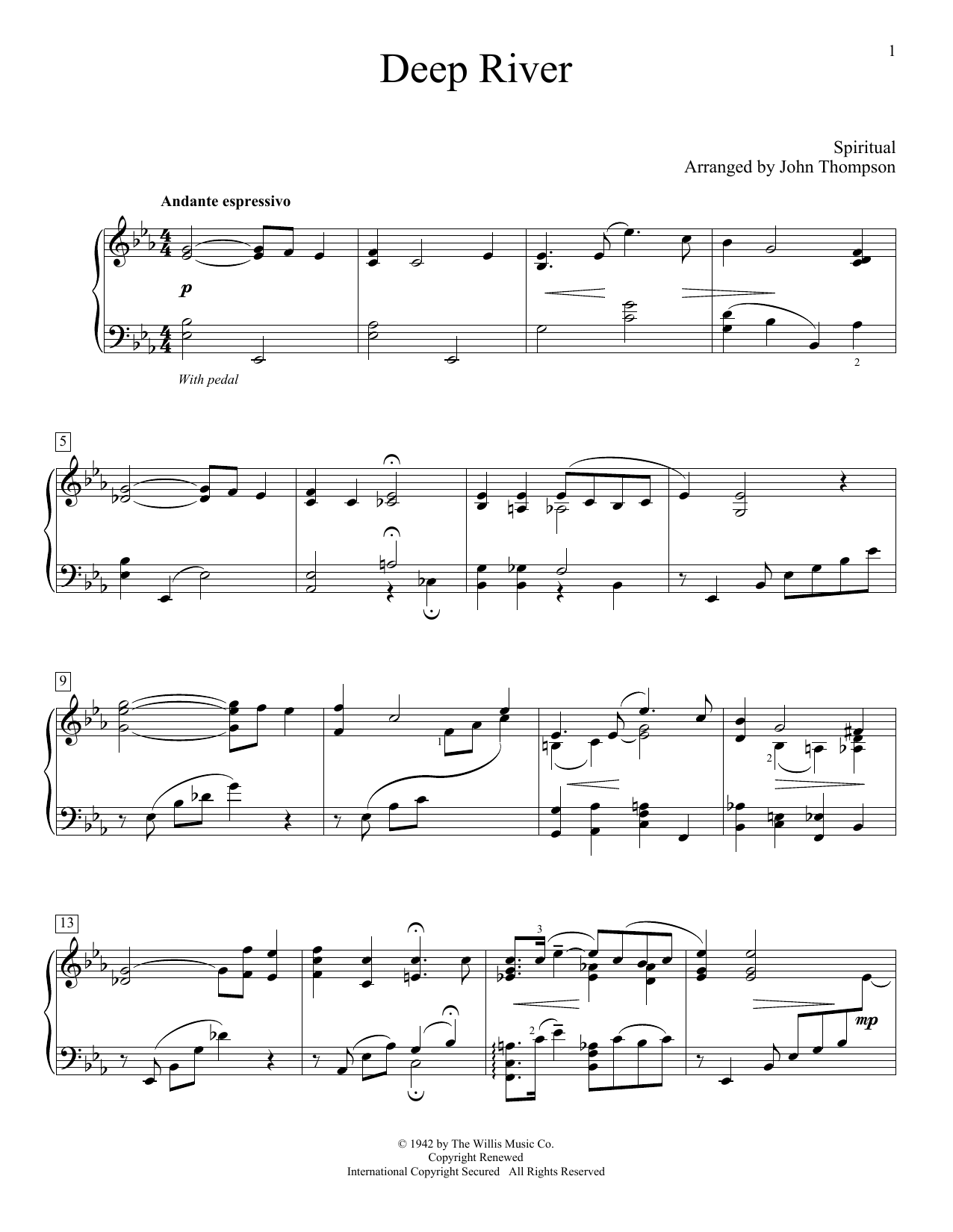 Learn to play John Thompson Deep River sheet music for Educational Piano in minutes. Price: 6.9900$ John Thompson Deep River sheet music notes and chords arranged for Educational Piano