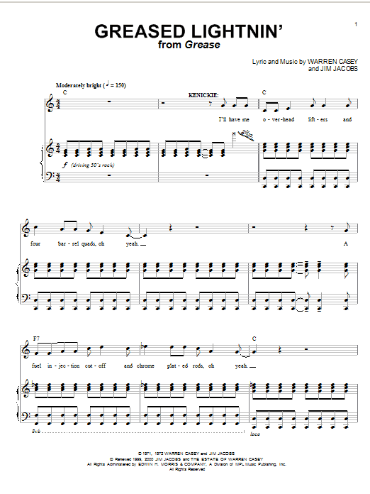 John Travolta Greased Lightnin' (from Grease) sheet music notes and chords. Download Printable PDF.