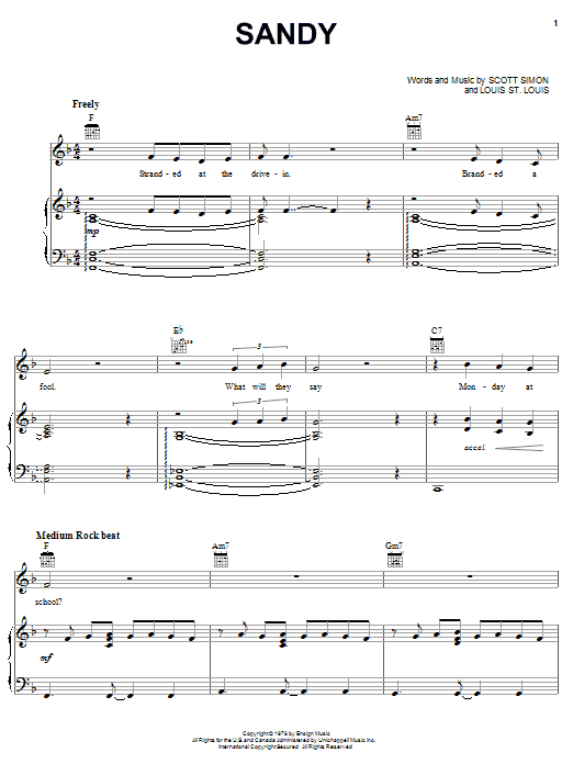 John Travolta Sandy (from Grease) sheet music notes and chords. Download Printable PDF.